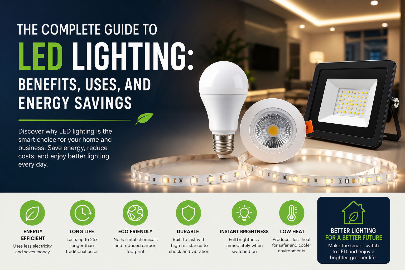 The Complete Guide to LED Lighting: Benefits, Uses, and Energy Savings