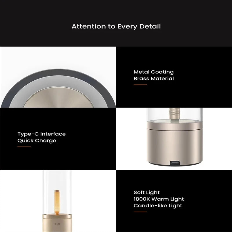 Yeelight Rechargeable Candle Light LED Night Light Ambience Light Stepless Dimming Bedroom Light Smart Portable Decorative Light