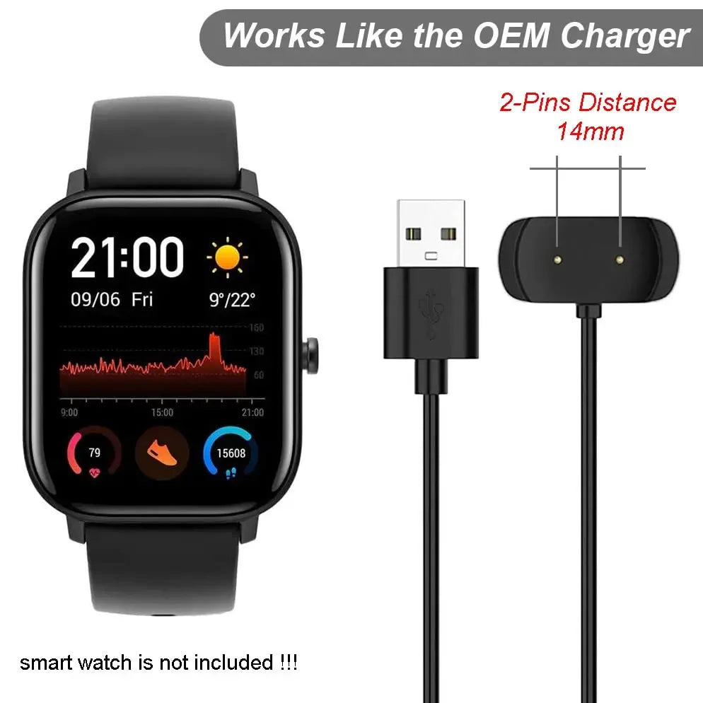 USB Charger For Amazfit GTS 2e/GTS 2 mini/T-rex Pro/Bip 3 Pro Charging Cable For Amazfit GTR 2/GTR 2e/Pop Pro/Bip U Pro Charger