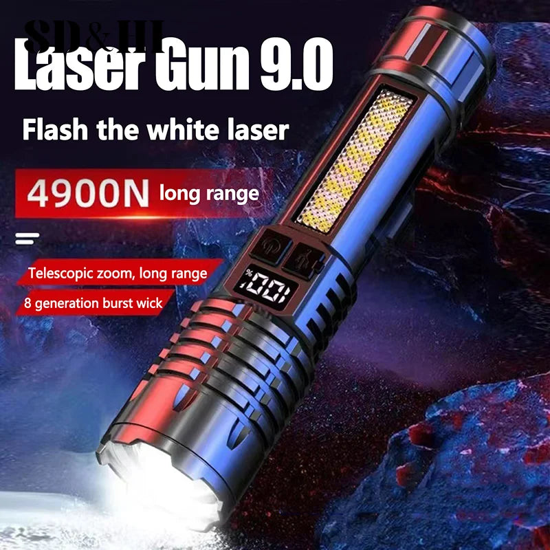 Portable Emergency Lighting For Camping Hiking High Power Rechargeable Led Flashlight Very Strong With Side Light Torch