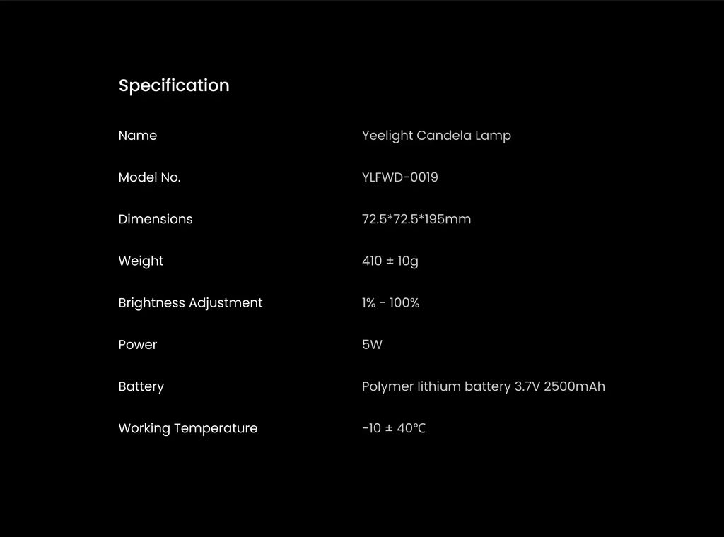 Yeelight Rechargable Candle Lamp Yellow LED Night Light Atmosphere Light Stepless Dimming  Nightstand Lamp for Bedroom