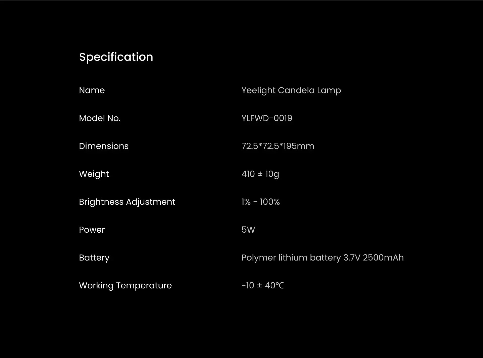 Yeelight Rechargable Candle Lamp Yellow LED Night Light Atmosphere Light Stepless Dimming  Nightstand Lamp for Bedroom
