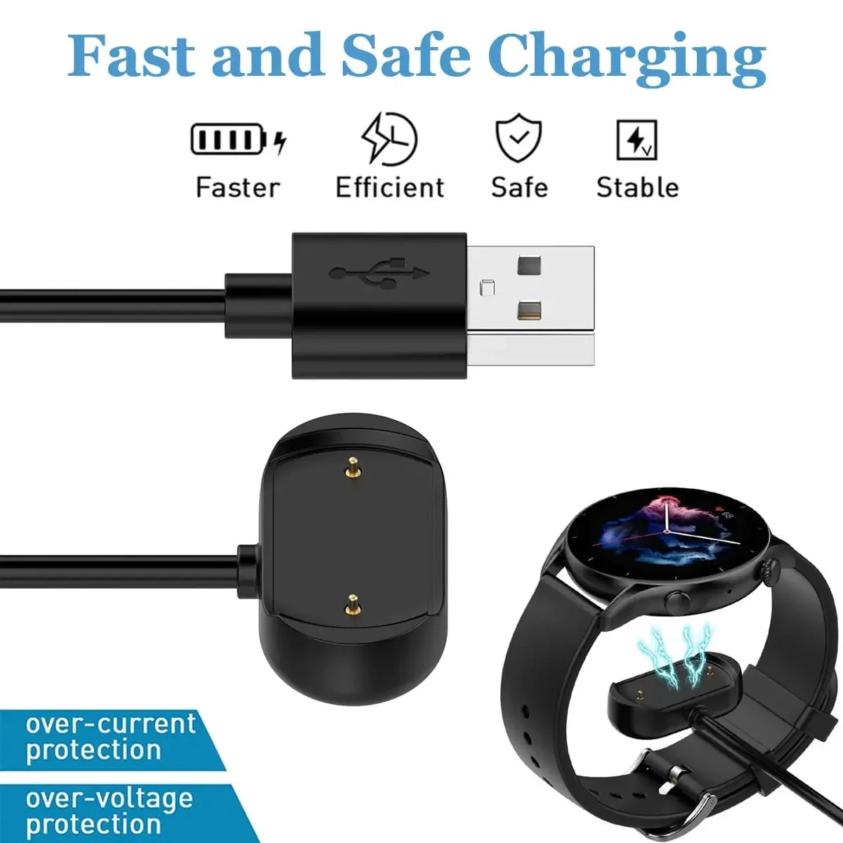 USB Charger For Amazfit GTS 2e/GTS 2 mini/T-rex Pro/Bip 3 Pro Charging Cable For Amazfit GTR 2/GTR 2e/Pop Pro/Bip U Pro Charger
