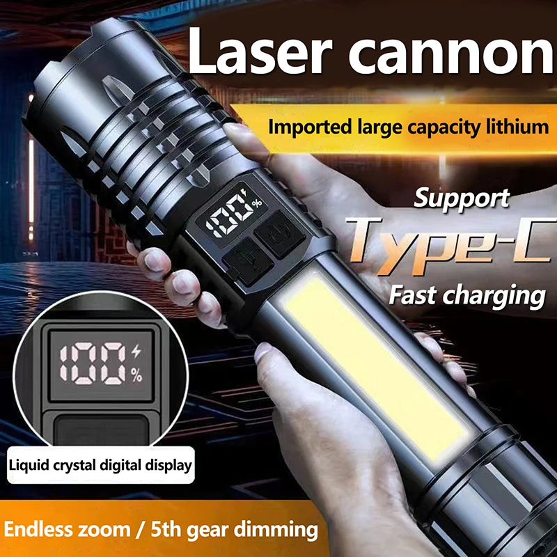 Portable Emergency Lighting For Camping Hiking High Power Rechargeable Led Flashlight Very Strong With Side Light Torch